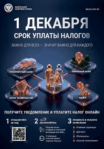 УФНС напоминает: успейте оплатить налоги!